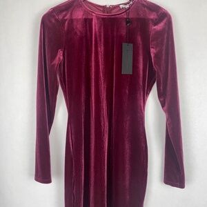 NWT Gianni Bini Pam Velvet Party Dress Merlot Long Sleeve Mini, Small or XL NEW